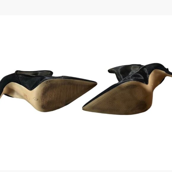 Zara Black Mesh Stiletto Heel Pointed Toe Ankle Boots Size 40 Euro/9.5 US EUC - Picture 12 of 14